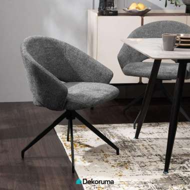 Dekoruma MIKAKO Kursi Makan Kain Woven / Kursi Cafe Fabric / Dining and Lounge Chair - Abu Tua