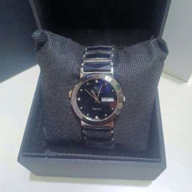 JAM TANGAN PRIA/WANITA RAY RUCCI KACA ANTI GORES SAPPHIRE TGL/HR RANTAI KERAMIK