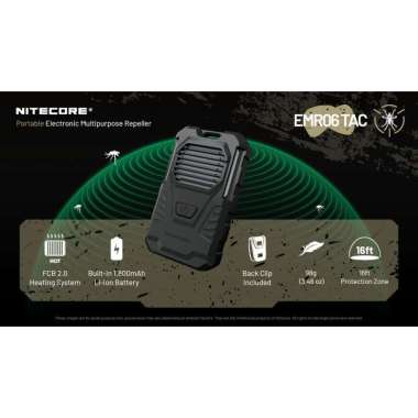 NITECORE - EMR06 TAC Alat Pengusir Nyamuk Elektrik Portable Mat Repeller 1800mAh