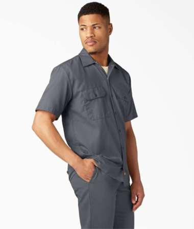 DICKIES - Men's Short Sleeve Work Shirt - Kemeja Kerja Pria DICKIES CHARCOA L
