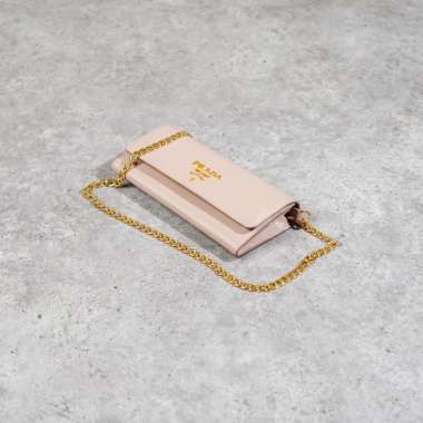 Dompet PRADA VITELLO MOVE GHW NUDE FLAP WALLET ON CHAIN BAG 100% ORIGINAL 20X10CM