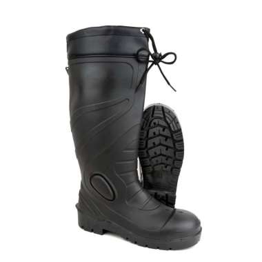 Sepatu Boot Tinggi Hunter Safety Lux Hitam Lentur Ringan Toe Cap Besi Anti Slip & Air Karet Lokal 39