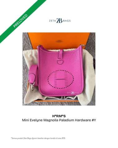 Hermes Mini Evelyne Magnolia PHW 2020 #Y Ungu