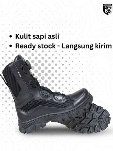 Army 86 Sepatu pdl Tactical tni polri satpam satpol pp brimob Tali putar Kulit asli model Ryugi 45