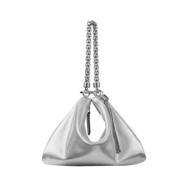 Jimmy Choo Callie Leather Clutch Bag Silver