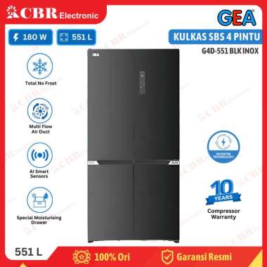 Kulkas GEA 4 Pintu 551L / G4D-551 BLK INOX (Inverter)