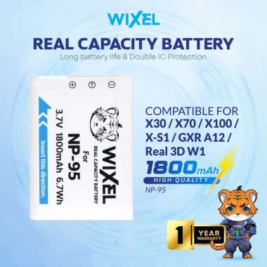 WIXEL Baterai Kamera NP-95 for FujiFilm X100 X100S X100T X70 X30 X-S1 XF10 XF10 FinePix Real 3D W1 F