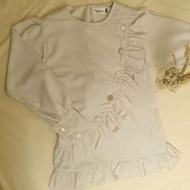 Blouse wanita Lili blouse atasan katun Kekinian Lengan Panjang kemeja kerja wanita L/XL Sand