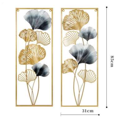Hiasan Dinding mewah Frame Metal Gold Leaf Ginko Scandinavian/ Nordic / Ornaments Wall Decor Set Var