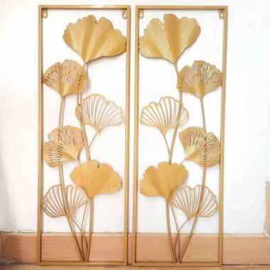 Hiasan Dinding mewah Frame Metal Gold Leaf Ginko Scandinavian/ Nordic / Ornaments Wall Decor Set Var