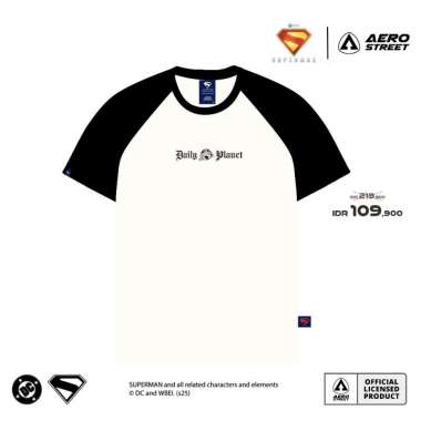 Aerostreet T Shirt Reglan Daily Planet Off White Hitam Kaos ABAAA M