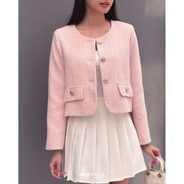 [ Marveile ] Bryle Tweed Blazer / Korean Top Blazer L Soft Pink