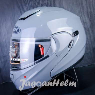 INK HELM TOP GEAR 5.0 SOLID GREY GLOSSY | MODULAR DOUBLE VISOR M