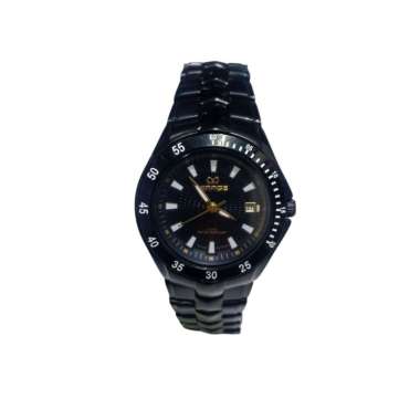 JAM TANGAN WANITA/PRIA MIRAGE M 7411 BRP ORIGINAL RANTAI TALI HITAM STAINLESS STEEL WATER RESISTANT 