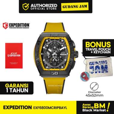 Jam Tangan Pria Analog Expedition E 6800 MCR Rubber Strap Series Black Yellow