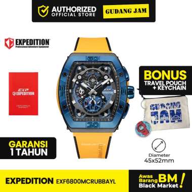 Jam Tangan Pria Analog Expedition E 6800 MCR Rubber Strap Series Blue Yellow