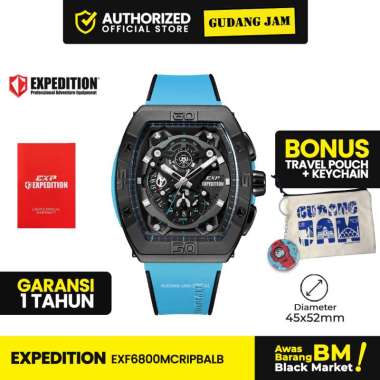 Jam Tangan Pria Analog Expedition E 6800 MCR Rubber Strap Series Blue Black