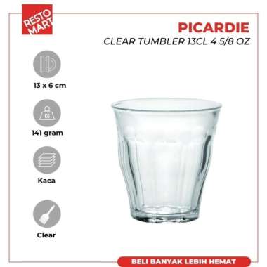 Picardie Glass Tumbler 13CL 4 5/8 oz DURALEX Kaca (2063091)(F3)