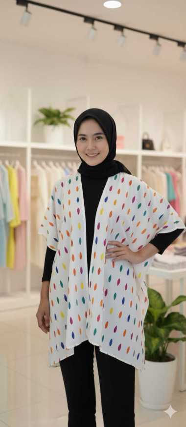 Outer Hijab Kekinian One Size Pelangi Bintik