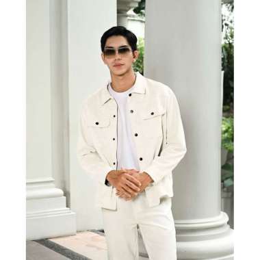 KASEP Velour Overshirt | Jaket Outer Pria L CREAM