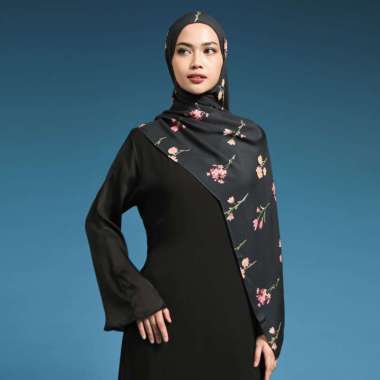 Lozy Hijab - Viscose Printed Modal Shawl (Pashmina Motif Bahan Viscose) Midnight Floral