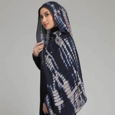Lozy Hijab - Viscose Printed Modal Shawl (Pashmina Motif Bahan Viscose) Navy Ripple