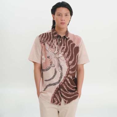 M231 Kemeja Pria Batik Pendek 1216 Dewasa-XL Orange