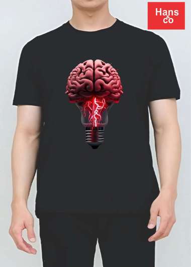 Kaos Pria Premium Motif 3Dimensi Otak Nyala Animasi Tshirt Oblong Laki Hc0630 By hans & co sage M