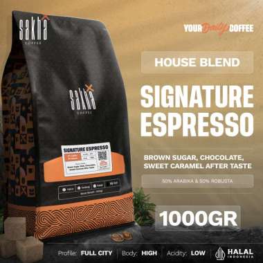 SAKHA COFFEE Kopi Signature Espresso House Blend Coffee Beans 1Kg ( Biji / Bubuk ) Biji Kopi