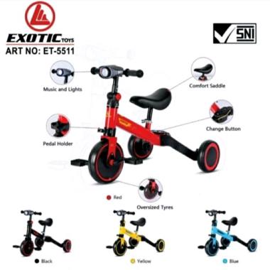 Sepeda Anak Roda Tiga Exotic ET-5511 Balance Bike ET5511 ET 5511