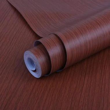 WALLPAPER STIKER DINDING MOTIF KAYU COKLAT UKURAN 45 CM X 10 M Coklat Serat Kayu