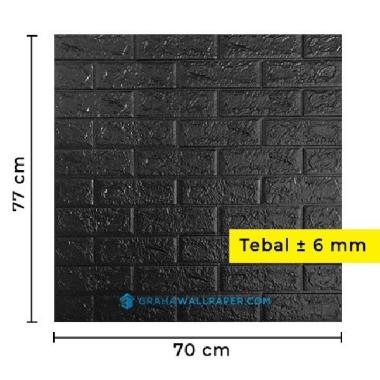 Wallpaper Dinding 3D Bata Hitam 70 x 77 cm - Bata Hitam Bata Hitam