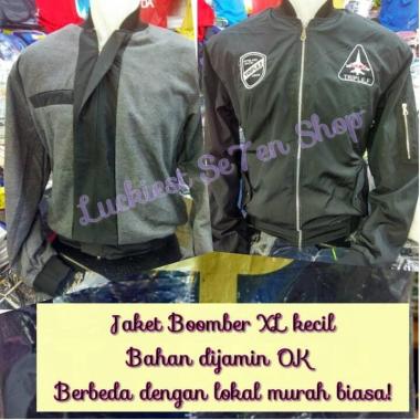Jaket Boomber Distro Premium Hitam Pria Wanita Bhn Semi Import