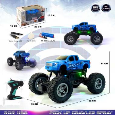 RC Asap Smoke Rock Crawler Offroad Buggy Mainan Anak Mobil Remote Control RADAR RDR1138 BIRU
