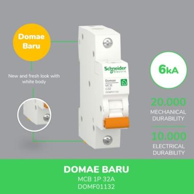 MCB Schneider 32A 1Phase New Domae Mcb Sneider 32 Ampere Pemutus Arus