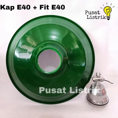 Kap WD Lampu Gantung Hijau + Fitting Lampu Gantung E40 Ukuran 36cm Fitting e40