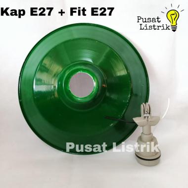 Kap WD Lampu Gantung Hijau + Fitting Lampu Gantung E27 Ukuran 30cm Kap+Fitting e27