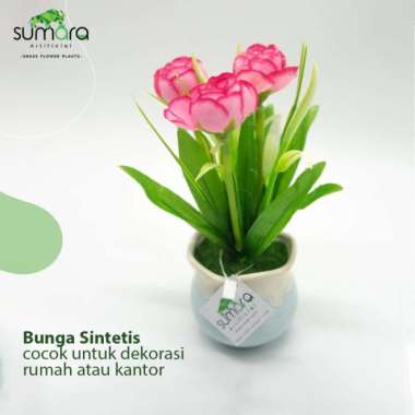 Bunga Sintetis / Bunga Palsu Bunga Tulip Pot Keramik