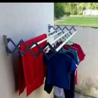 Jemuran Dinding Lipat Alumunium Hanger Gantungan Baju Handuk