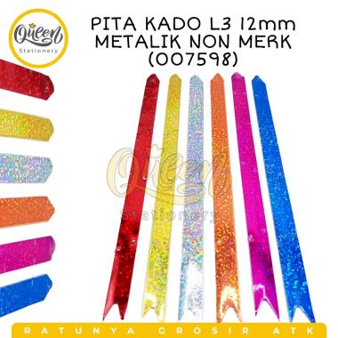 5 PACK PITA KADO L3 12MM METALIK NON MERK / HIASAN PITA / PITA HIAS / PITA SERUT (007598)