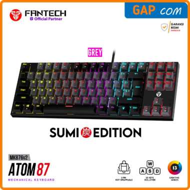 Keyboard Gaming Mechanical Fantech Atom MK876 TKL RGB Red Switch MK876v2 Grey