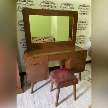 Meja Rias Minimalis Kayu Jati Cermin Laci Kursi Kaca Konsul Jepara