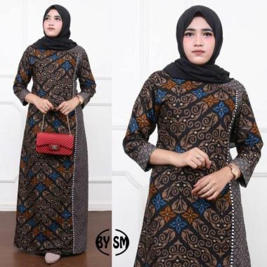 Gamis Batik Modern Premium - Dress Muslim - Gamis Batik Kombinasi XL F