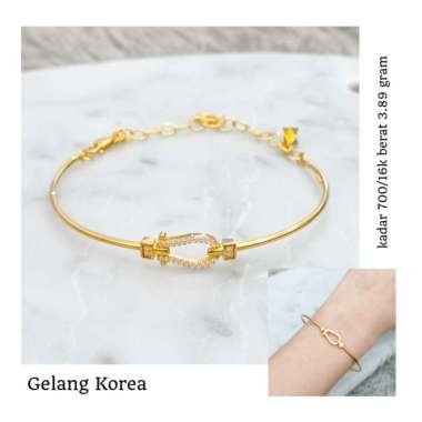 gelang wanita model korean stylish dan unik minimalis emas