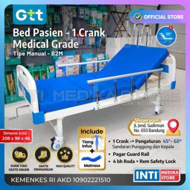GTT - Bed Pasien MANUAL 1 Crank Ranjang Tempat Tidur Rumah Sakit + Matras