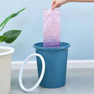 Tempat Tong Sampah Drum Kantor Dapur Jepit Tempat Plastik Gulung Roll Biru