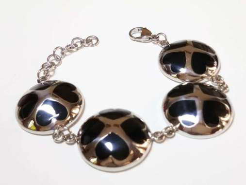 VeE Gelang Wanita Titanium Batu Giok Bulat Love - Terapi Hitam