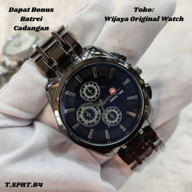 SWISS TIME - JAM TANGAN PRIA SWISS TIME MEWAH - BAHAN TALI RANTE STANLESS STEEL - CRONO OFF VARIASI 