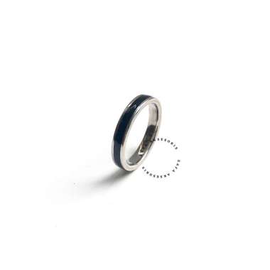 Zafa cincin titanium pria wanita hitam silver tipis anti karat - Black Silver 4mm 18