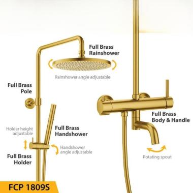 FCP 1809S PALOMA SHOWER TIANG KERAN SHOWER COLUMN SATIN GOLD RAIN SHOWER